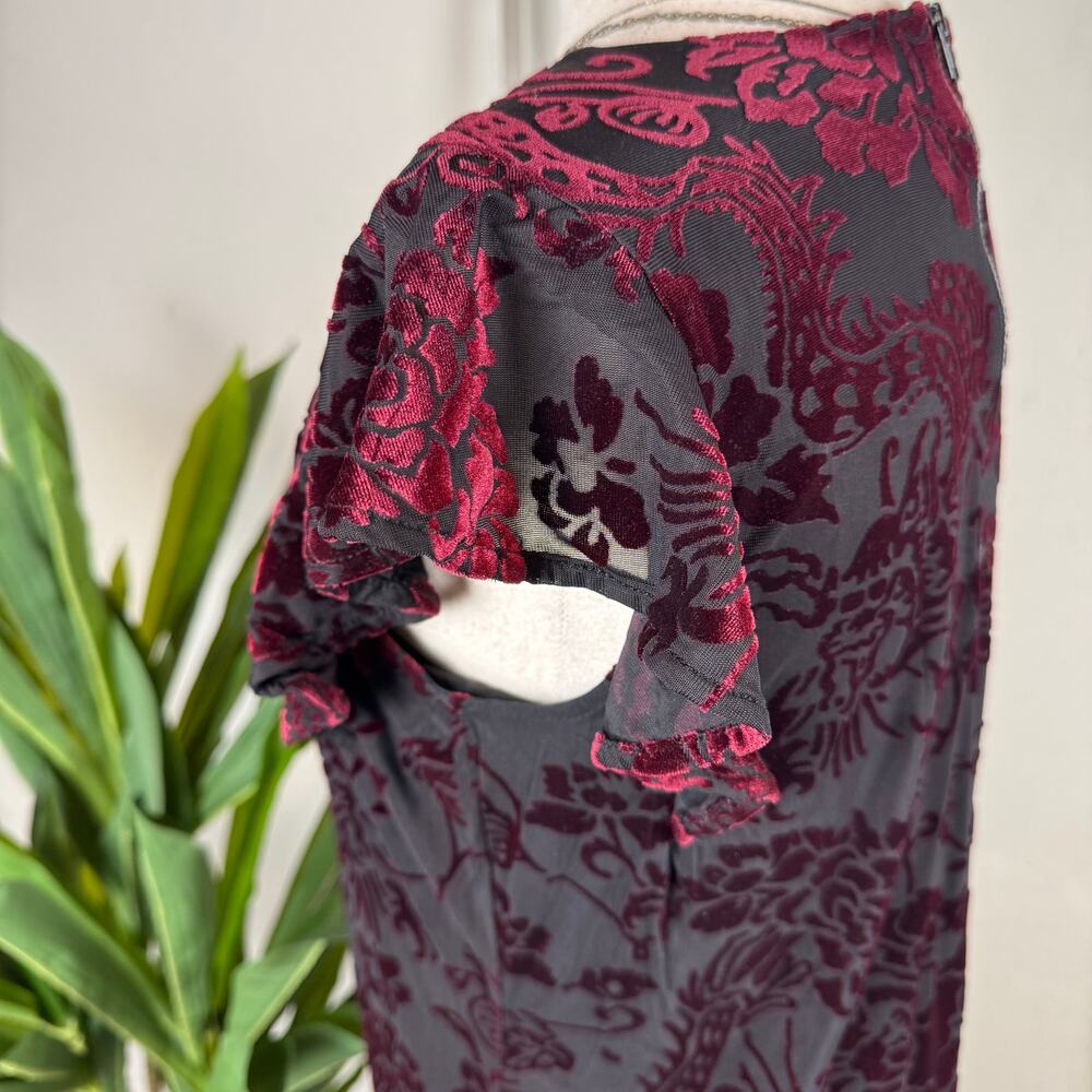 Adrienne Vittadini Burgundy Velvet‎ Mini Dress Size XS - Picture 5 of 7